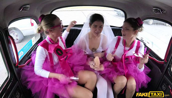 FakeTaxi: Lady D, Hen party gets wild in Prague taxi